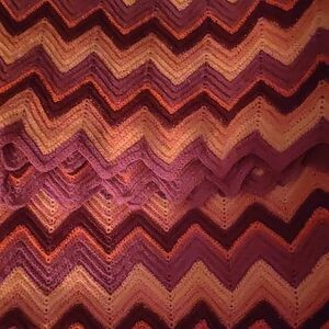 Vintage Chevron Knit Blanket in Warm Tones
